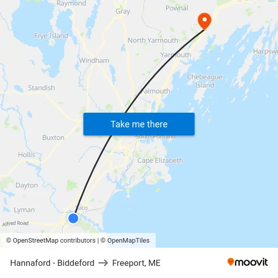 Hannaford - Biddeford to Freeport, ME map