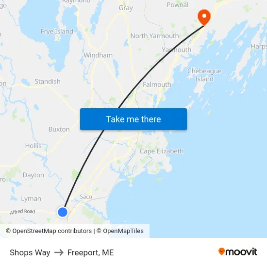 Shops Way to Freeport, ME map