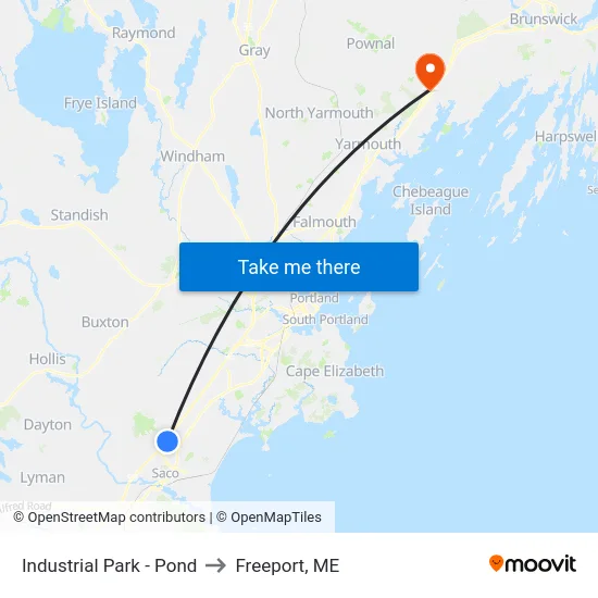 Industrial Park - Pond to Freeport, ME map
