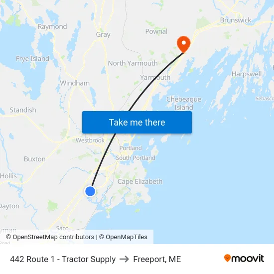 442 Route 1 - Tractor Supply to Freeport, ME map