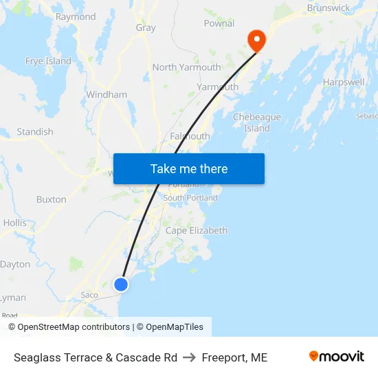 Seaglass Terrace & Cascade Rd to Freeport, ME map
