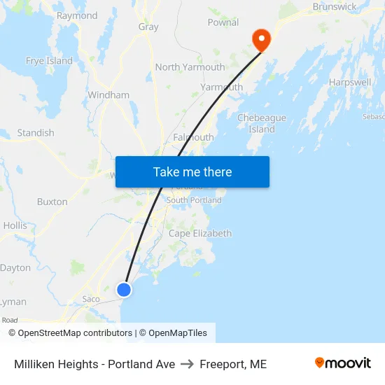 Milliken Heights - Portland Ave to Freeport, ME map