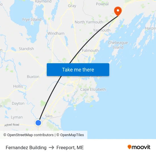 Fernandez Building to Freeport, ME map