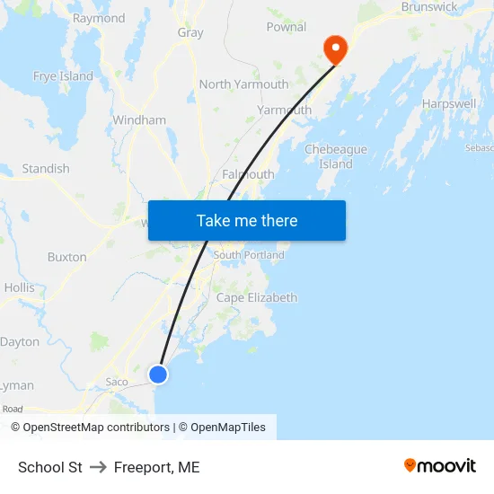 School St to Freeport, ME map
