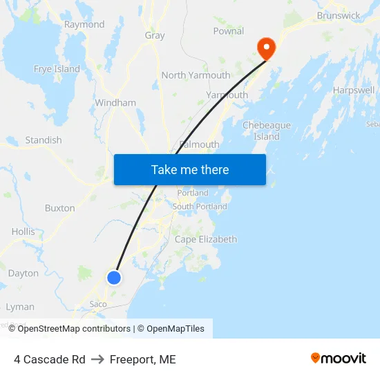 4 Cascade Rd to Freeport, ME map