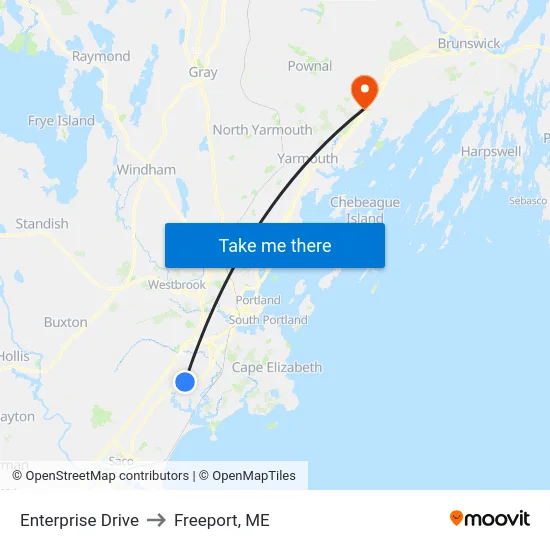 Enterprise Drive to Freeport, ME map