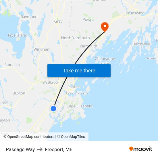 Passage Way to Freeport, ME map
