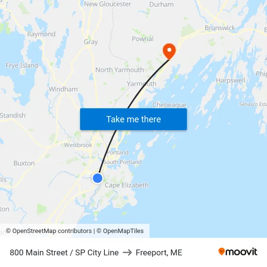 800 Main Street / SP City Line to Freeport, ME map