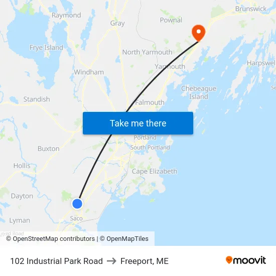 102 Industrial Park Road to Freeport, ME map