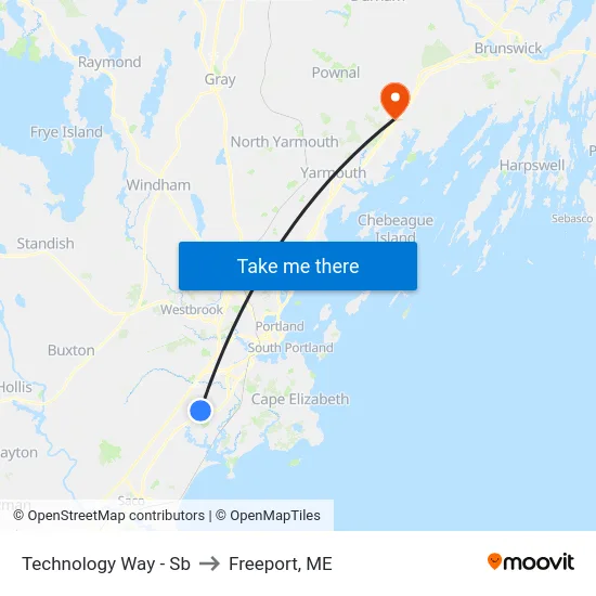 Technology Way  - Sb to Freeport, ME map