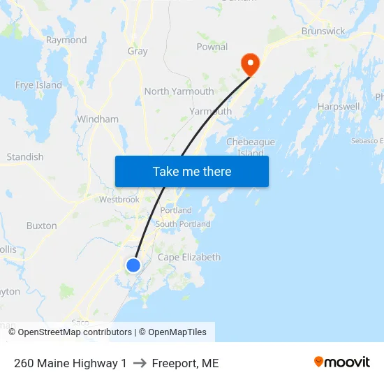 260 Maine Highway 1 to Freeport, ME map