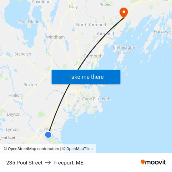 235 Pool Street to Freeport, ME map