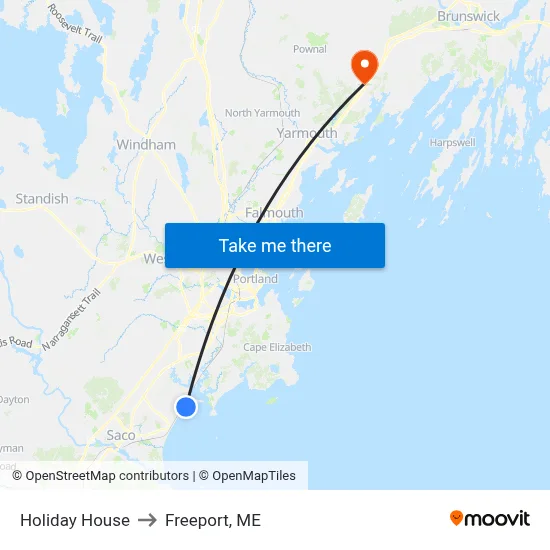Holiday House to Freeport, ME map