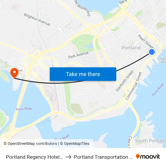 Portland Regency Hotel & Spa to Portland Transportation Center map