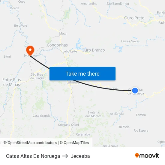 Catas Altas Da Noruega to Jeceaba map