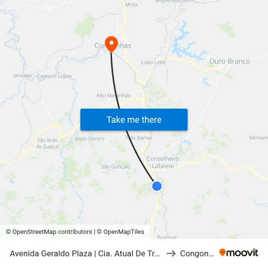 Avenida Geraldo Plaza | Cia. Atual De Transportes to Congonhas map