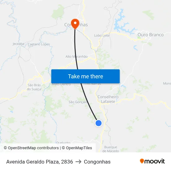 Avenida Geraldo Plaza, 2836 to Congonhas map