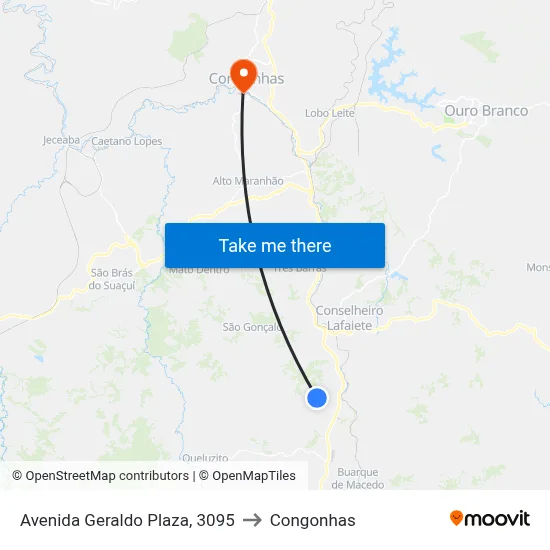 Avenida Geraldo Plaza, 3095 to Congonhas map
