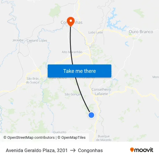 Avenida Geraldo Plaza, 3201 to Congonhas map