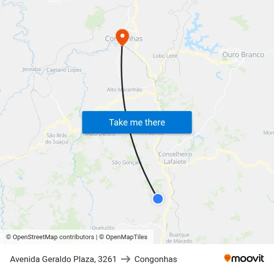 Avenida Geraldo Plaza, 3261 to Congonhas map