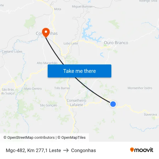 Mgc-482, Km 277,1 Leste to Congonhas map