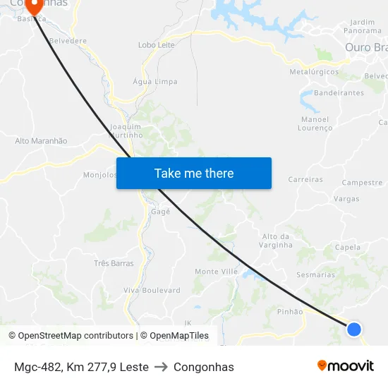 Mgc-482, Km 277,9 Leste to Congonhas map
