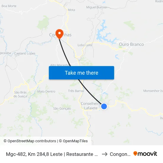 Mgc-482, Km 284,8 Leste | Restaurante Santa Cuia to Congonhas map