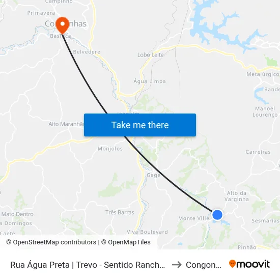Rua Água Preta | Trevo - Sentido Rancho Novo to Congonhas map