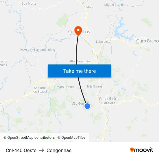 Cnl-440 Oeste to Congonhas map