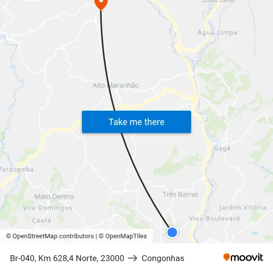 Br-040, Km 628,4 Norte, 23000 to Congonhas map