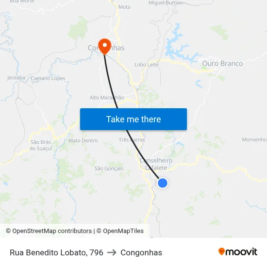 Rua Benedito Lobato, 796 to Congonhas map