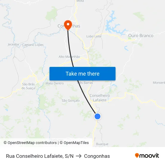 Rua Conselheiro Lafaiete, S/N to Congonhas map