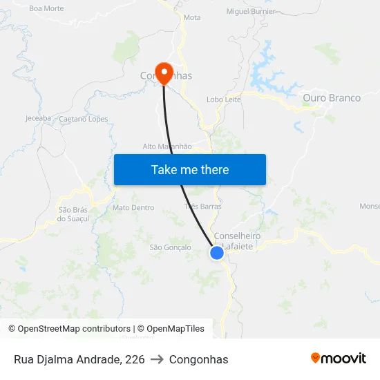 Rua Djalma Andrade, 226 to Congonhas map