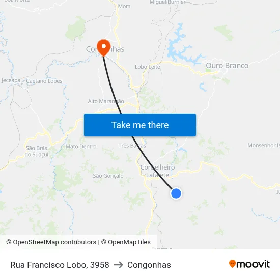 Rua Francisco Lobo, 3958 to Congonhas map