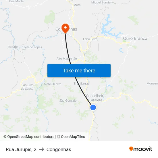 Rua Jurupis, 2 to Congonhas map
