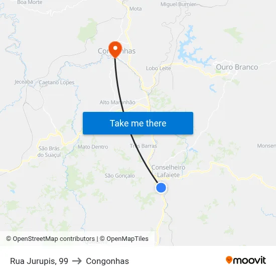 Rua Jurupis, 99 to Congonhas map