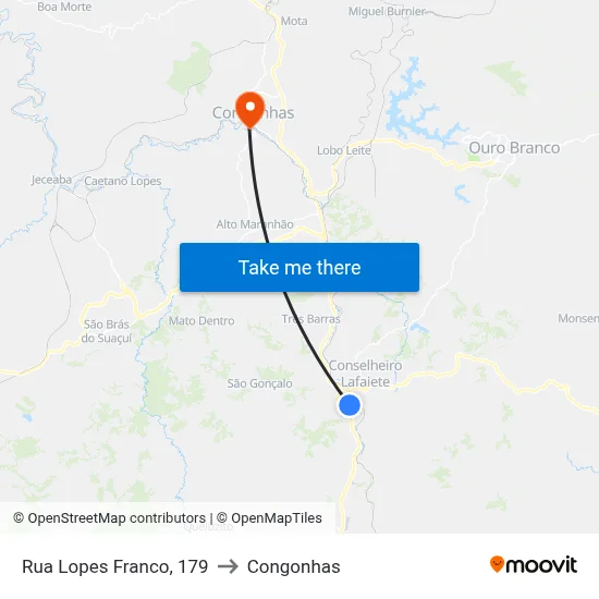 Rua Lopes Franco, 179 to Congonhas map