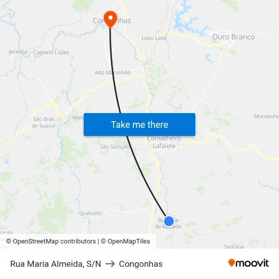 Rua Maria Almeida, S/N to Congonhas map