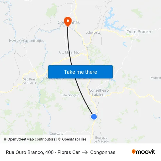 Rua Ouro Branco, 400 - Fibras Car to Congonhas map