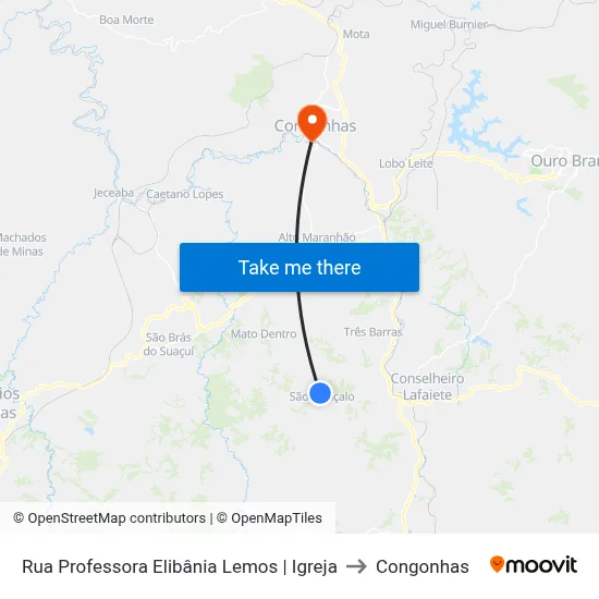 Rua Professora Elibânia Lemos | Igreja to Congonhas map