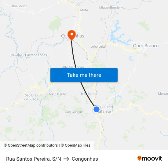 Rua Santos Pereira, S/N to Congonhas map