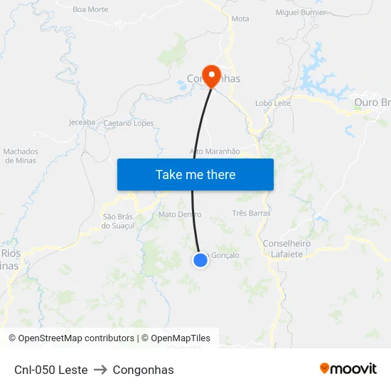 Cnl-050 Leste to Congonhas map