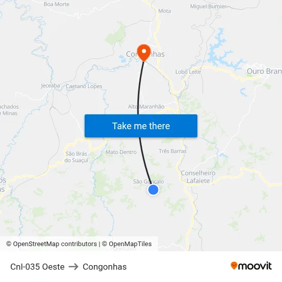 Cnl-035 Oeste to Congonhas map