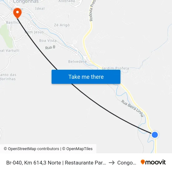 Br-040, Km 614,3 Norte | Restaurante Parada De Minas to Congonhas map