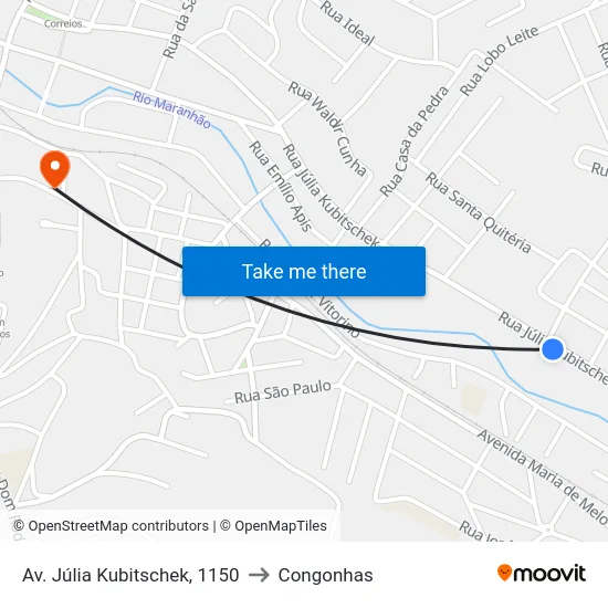 Av. Júlia Kubitschek, 1150 to Congonhas map