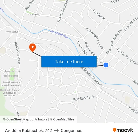 Av. Júlia Kubitschek, 742 to Congonhas map