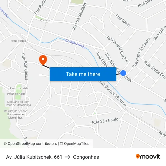 Av. Júlia Kubitschek, 661 to Congonhas map