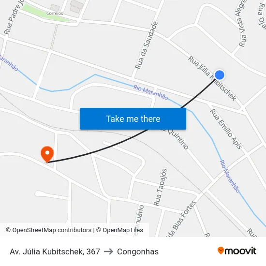 Av. Júlia Kubitschek, 367 to Congonhas map