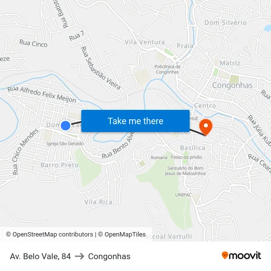 Av. Belo Vale, 84 to Congonhas map