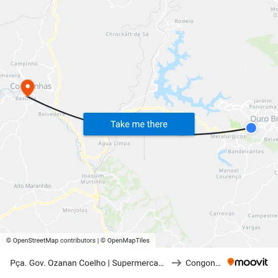 Pça. Gov. Ozanan Coelho | Supermercado Rotor to Congonhas map